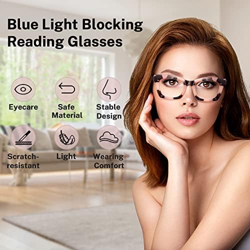CCVOO 6 опаковки Очила за четене в стила на Опра за жени, Блокер Синя светлина Компютърни Квадратни Ридеры с пружинным