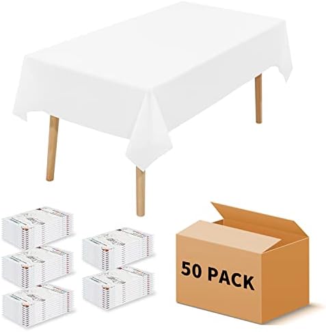 50 Опаковки за еднократна употреба пластмасови покривки премиум-клас 54 x 108 за парти, Покривки за правоъгълни