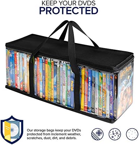Запасете се домашни торби за съхранение на DVD (опаковка от 2) Чанта-органайзер за DVD, cd, Blu-Ray Disc, чанти за филми,