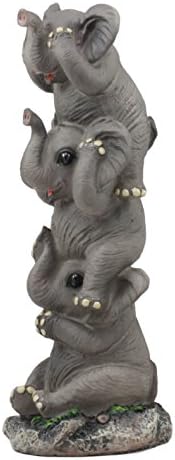 Эброс Толстокожие Приятели Забавни Виждат, Чуват, Не Казват Злите Слонове Тотем Статуя 10,5 Високо В Джунглата На Сафари