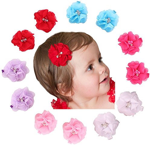 Фиби-лъкове за коса смесени цветове Roewell® Boutique за новородени и момичета в голям рубчик, Фиби (6 двойки,