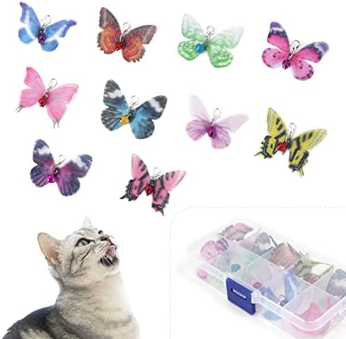 Подмяна на играчки за котки SONGWAY - 10 X Дюзи за играчки за котки с пеперуди, Мини-Пръчка За Котки, Подмяна на детски Играчки,