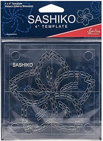 Шият Прост шаблон за бродерия Сашико 4 x 4 инча Сакура (Блуминг сакура)