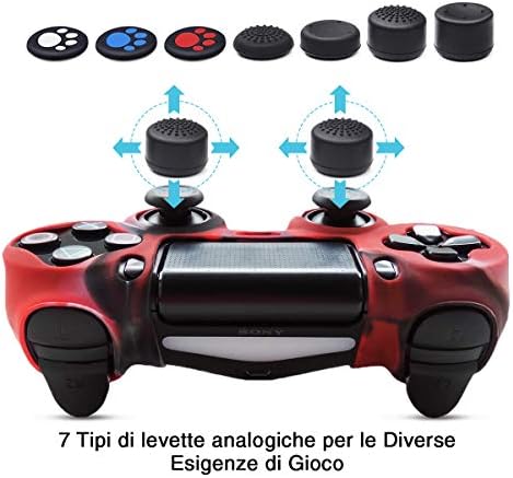 Калъф за контролера 6amLifestyle PS4 (Червено + Синьо, 2 обвивки контролер + 14 дръжки за палеца), Противоскользящий