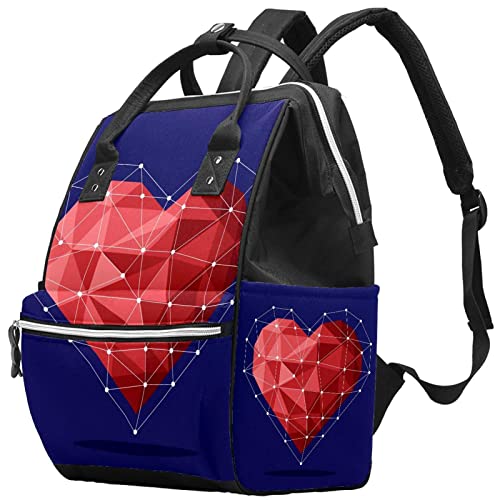 Раница-чанта за Памперси LORVIES с Геометричен Сърце, Мултифункционален Пътен Раница Голям Капацитет