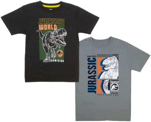 Комплект Тениски на Universal Studios Jurassic World за момчета от 2 теми, Тениски с Динозаври за момчета
