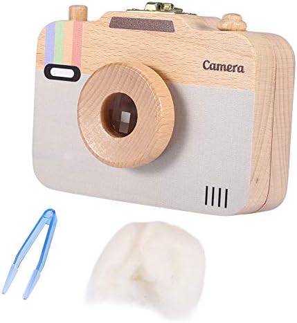 Vifemify Cutia de depozitare Camera Model din lemn pentru dintii de lapte si parul bebelusului este foarte memorabila(Polaroid)