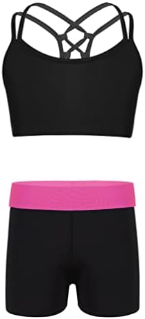 TiaoBug/ Спортни Панталони за гимнастика и Танци за момичета, Съкратен Блузи, Облекла за танци, Спортни облекла