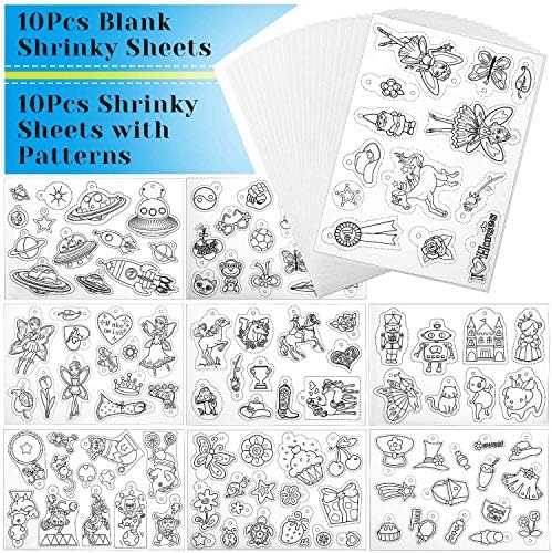 Комплект ключодържатели Shynek 205 Броя Shrinky Dink, включва 20 листа хартия Shrinky Dink и 185 Аксесоари