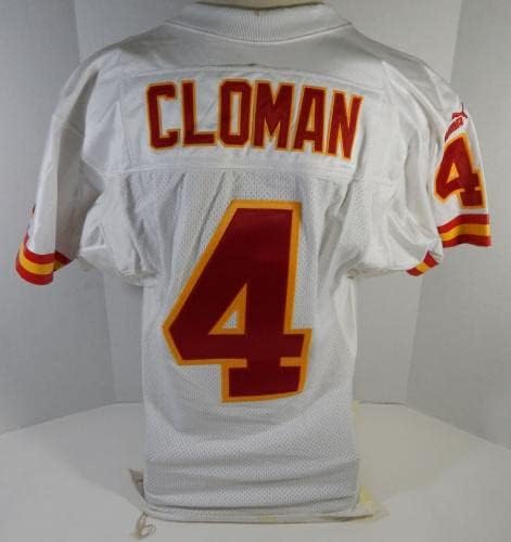 1999 Kansas City Chiefs Cloman 4 Game Пусна Бялата фланелка DP17351 - Използваните тениски за игри NFL без подпис