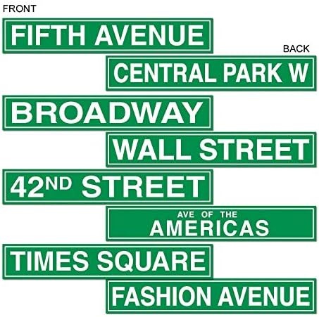 Beistle 50094 Деколтета за улични знаци на Ню Йорк в 4 опаковка, с размер от 4 до 24 инча, Зелено / бял