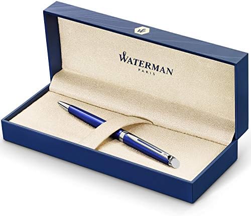 Химикалка писалка Waterman Hémisphère, матово-черна със златни довършителни работи, средно върха, синьо мастило, подарък