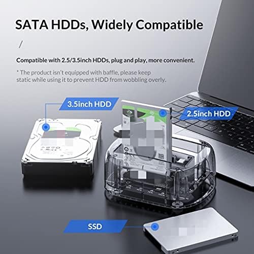 HGVVNM 2 отделение, SATA, USB 3.1 HDD 2,5 3,5 Type C Прозрачен корпус на външен твърд диск