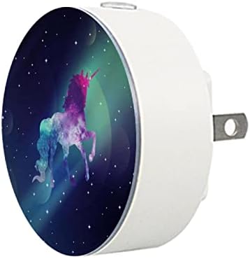 2 Бр. Plug лека нощ LED нощна светлина Unicorn Galaxy с Датчик от Здрач до Зори за Детска стая, Детска, Кухня, Коридор