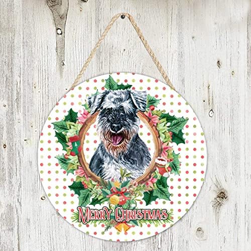 Alioyoit 6-Инчов Кръгла Дървена Добре дошли Тава Знак на Коледен Венец е Венец на Кучето Селски Врата Закачалка Знак