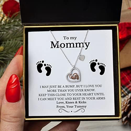 Подарък Афродита за млади майки, Подаръчен комплект с Огърлица във формата на сърце върху крака на Детето, на майка Ми,