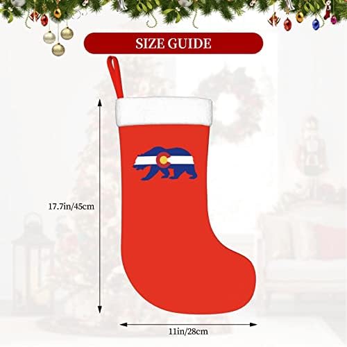Сладък Мечка с Флага Колорадо, Коледни Чорапи, Украшения за Елхи, Коледни Чорапи за Коледа на Празнични партита, Подаръци