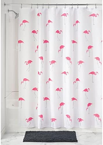 mDesign Декоративна завеса за душ с душ тип тропически принтом фламинго от леката грижа на тъканите с повишен панти