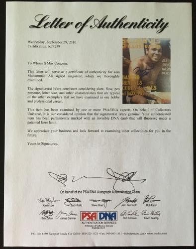 Мохамед Али подписа на Корицата на списание Боксова Illustrated Списание с ДНК PSA LOA - Боксови списания с автограф