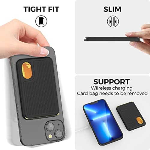 Държач за карти AHASTYLE за задния панел на телефона за MagSafe със силно магнитно 【RFID защита】 Силикон портфейл,