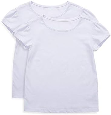 Основна тениска с кръгло деколте за малки момичета UNACOO, Класически Плетени Тениски с къс ръкав