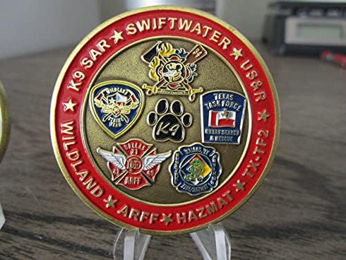 Пожарна служба Далас Специални операции k9 Издирване Swiftwater WildlandChallenge Монета