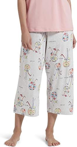 Пижамные Панталони-капри от трико с принтом HUE за жени, Коктейл Лунен камък - Аквариум, Малък размер САЩ
