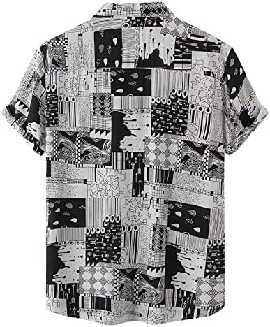 BEUU Мъжки Хавайски Ризи, Летни Плажни Блузи С Къс Ръкав, Геометрични Цветен Принт Копчета, Ежедневни Риза Свободно Намаляване