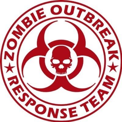 Екипът За реагиране при Избухване на зомби Дизайн на Черепа - 5 на СВЕТЛО РОЗОВА Vinyl Стикер На Прозореца от Ikon Sign