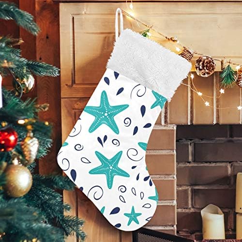Коледни Чорапи Tarity, 1 опаковка, Големи Коледни Чорапи 18 инча с шарките на Синята морска звезда, Коледни Чорапи