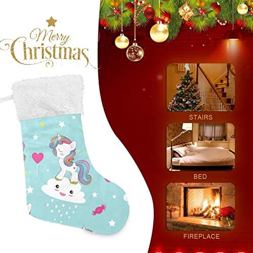 Коледни Чорапи Tarity, 1 Опаковка, Големи Коледни Чорапи 18 инча с Розови Сърца Еднорог, Окачени Коледни Чорапи