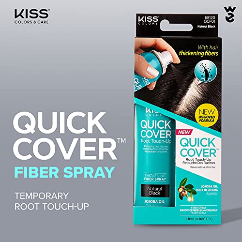 Спрей за сгъстяване на корените Kiss Quick Cover Root Touch Up 3,38 унция (натурален черен)