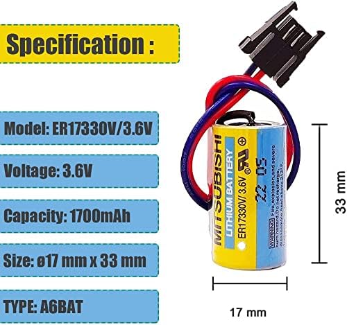 YYSHINE (100 бр.) MR-ПРИЛЕП A6BAT ER17330v Литиева батерия 3,6 1700 ма за система за ЦПУ FANUC с черен приставка адаптер