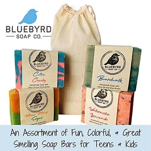 BLUEBYRD Soap Co. Комплект от 4 блокчета натурален детски сапун | Комплект от четири блокчета детски сапун | Шоколад