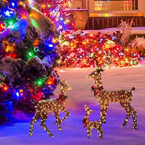 Мини-Семеен Комплект Коледни Елени с осветление, Осветлението за Декорация, Семеен комплект Коледни Елени с