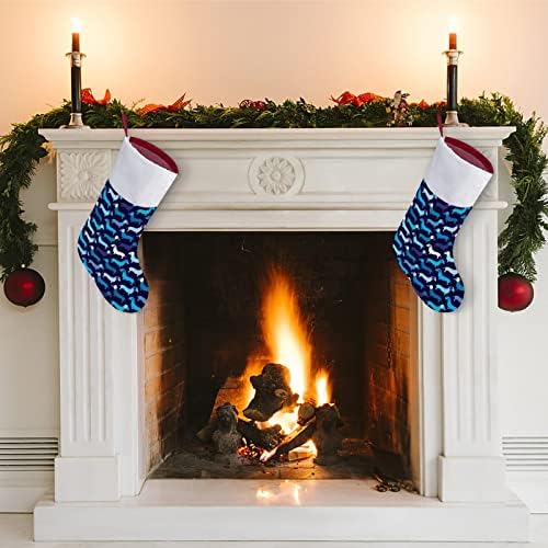 Синята Куче Докси Такса Коледни Окачени чорапи Чорапи за Коледно Камина Празничен Начало Декор