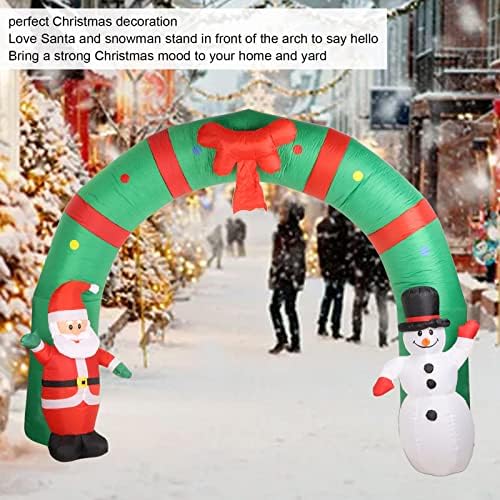 Коледна Надуваема Арка Fdit, Надуваема Арка с Дядо Коледа и Снеговиком, Led Надуваеми Украшения за Коледното Арка