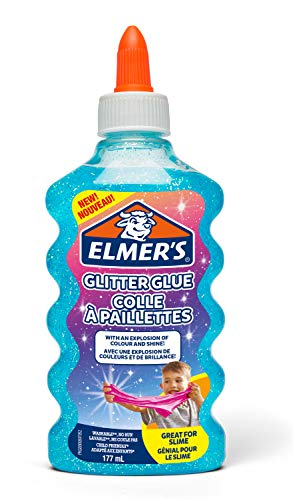 Лепило Elmer's PVA Glitter Лепило | Син | 177 мл | Моющийся и удобен за деца | Отличен за приготвяне на слуз
