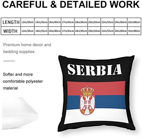Сръбски Флаг Хвърли Калъфки за възглавници на Цип Квадратна Калъфка за Възглавница Протектор за Легла и Разтегателен