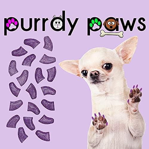 Purrdy Paws, 40 опаковки меки капсули за нокти, за нокти на кучета, лилаво холографски блясък X-Large