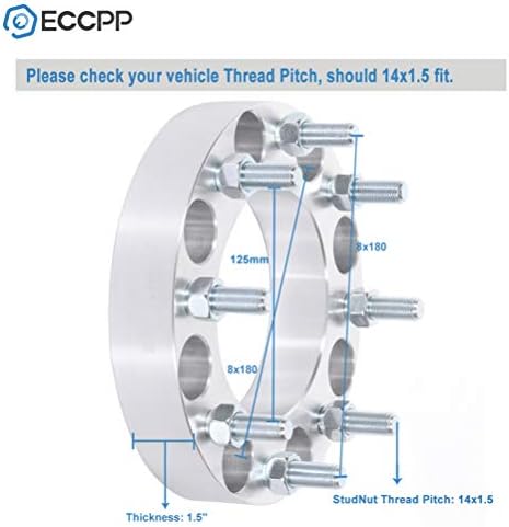 ECCPP 4X8 Джанти подпори с первази от 8x180 мм до 8x180 мм 14x1,5 125 мм 1,5 е подходящ за 2011- за Silverado 2500 HD за