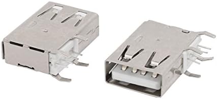 Aexit USB Женски Разпределителен електрически конектор Тип A 2.0 с 4-Клеммным вход за печатни платки 5 бр.