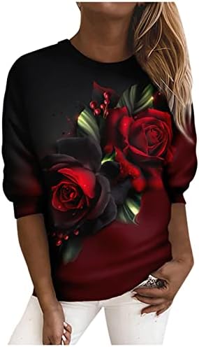 NOKMOPO Hoody за жени, Дамска Мода, Всекидневни Пуловер с дълъг ръкав и кръгло деколте и Принтом, Блузи, Топ, Блуза