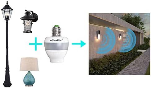 Лампа eSenlite с Датчик за движение, Адаптор за led лампи с нажежаема жичка с дърворезба E26 радар Движение, Регулатор