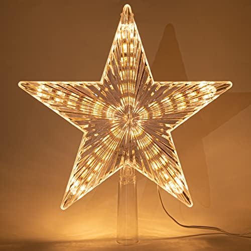 Звездата на Коледното дървото, 8,7-инчов Топло бяла светлина с 30 светодиодни крушки, Отлични за домашен интериор Елхи,