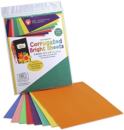 Продукти Hygloss Велпапе, различни цветове - Ярки гофрирани листа с размер 8.5 x 11 инча - 8 листа в опаковка