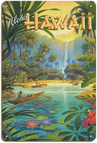 Изкуството на острова Pacifica Хавай Алоха - Ретро Хавайски Туристически Плакат на активната зона на Ериксон - Реколта Метална