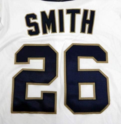2014 San Diego Padres Бърч Smith 26 Игра Кръпка върху бяла Фланелка JC - Използваните в играта тениски MLB