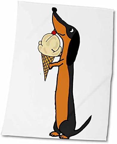 3dRose Забавно Сладко Кученце Дакел, Поедающий Сладолед В Рожке - Кърпи (twl-255688-3)