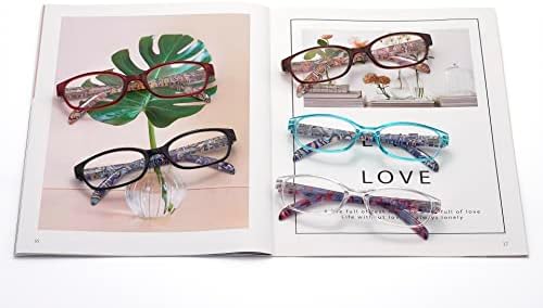 Очила за четене Autojouls за Мъже И Жени, Много Леки Очила за четене с Пружинным тръба на шарнирна Връзка, Прозрачни Лещи,